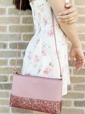 kate spade Rose Pink Glitter Panel Crossbody Bag